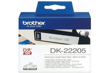 Rouleau d'etiquettes DK-22205 - Longueur Continue - Noir sur Blanc - 62 mm (l) x 30,48 m (L) - Fournitures d'origine Brother