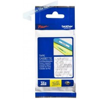 BROTHER - TZE135 - RUBAN LAMINe ET PReDeCOUPe - 12 MM - BLANC/TRANSPARENT