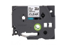 Ruban lamine 24 mm - Cassettes pour imprimantes d'etiquettes (Noir sur Transparent, gris, Tze, transfert thermique, Brother, PT-