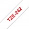 Brother TZe-242 | Ruban Original Lamine | 18 mm | Rouge sur Blanc | 8M