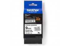 Brother TZe-S221 | Ruban original Lamine adhesif puissant | 9 mm | Noir sur fond Blanc | 8M