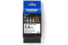 BROTHER HSE211 5.8MM BLK ON WHT HEAT SHRINK TAPE