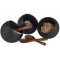 Service de Table Moon - Ensemble de 6 pieces : 3 Bols en melamine (Ø 8cm) + 3 cuilleres en Bois, Noir