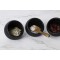 Service de Table Moon - Ensemble de 6 pieces : 3 Bols en melamine (Ø 8cm) + 3 cuilleres en Bois, Noir