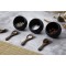 Service de Table Moon - Ensemble de 6 pieces : 3 Bols en melamine (Ø 8cm) + 3 cuilleres en Bois, Noir