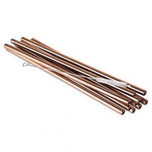 93383 Lot de 11 pailles en Acier Inoxydable Aspect cuivre Ø 8 mm L 21,5 cm