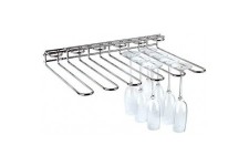 Rail a  verres , 45 x 32 x 6 cm, porte-verres de haute qualite en metal chrome, porte-verres a  vin pour 20 verres, support pour