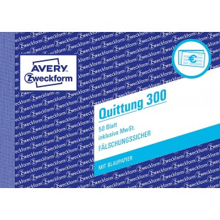 Avery Zweckform 300 recu avec TVA (A6 Paysage, avec 1 feuilles de papier bleu blanc 50 feuilles)