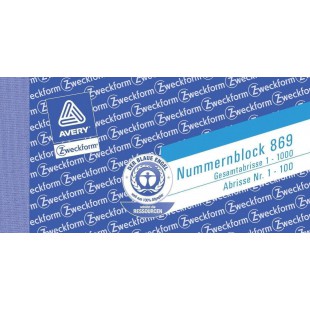 Lot de 50 : Avery Zweckform Numeros Blocks 105x 53mm-1-1000ve 10x 100feuilles Couleurs assorties