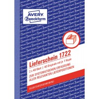 Avery Dennison Zweckform 1722 lieferschein, DIN A6, autocopiant, 2 x 40 feuilles, blanc, jaune