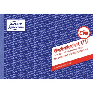 Avery Dennison Zweckform 1772 hebdomadaire Rapport livre A5 2 x 40 pages