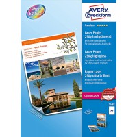 Avery - 2498 - 100 Feuilles de Papier Photo Premium Blanc Brillant - A4 - Impression Laser