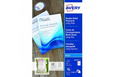 AVERY - Pochette de 100 cartes de correspondance a  bords lisses imprimables recto/verso, En carte blanche mate 260g/m², Format 