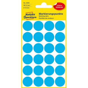 Avery Code de couleur Dots, Bleu - etiquettes autocollantes (Bleu, Bleu, Cercle, papier, 1.8 cm, 96 PC (s), 24 PC (s