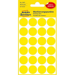 Avery zweckform pastilles adhesives jaune a¸18mm 96 etiquettes