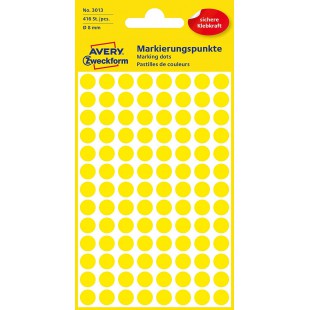 Avery Code couleur Pois, Jaune - etiquettes auto-adhesives (Jaune, Jaune, Cercle, papier, 8 mm, 416 PC (s), 104 PC (