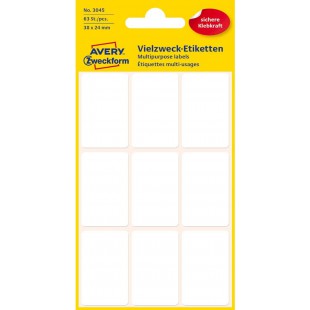 Avery Zweckform 3045 Mini d'organisation etiquettes (63 pieces, 38 x 24 mm) 7 feuilles Blanc