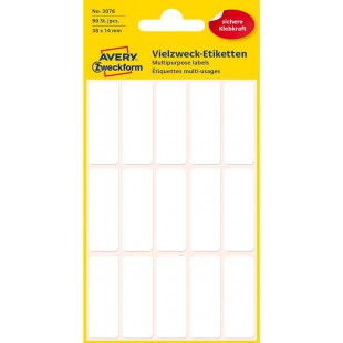 Avery Zweckform 3076 Mini etiquettes (90 pieces, 38 x 14 mm) - 6 feuilles - blanc