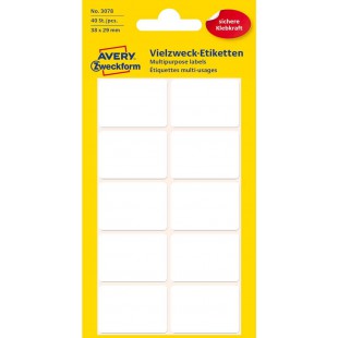 Avery Zweckform 3078 Mini d'organisation etiquettes (40 pieces, 38 x 29 mm) 5 feuilles Blanc