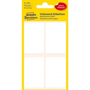 Avery Zweckform 3087 etiquette auto-collante Blanc Rectangle Permanent 24 piece(s) - etiquettes auto-collantes (Blanc, Rectangle