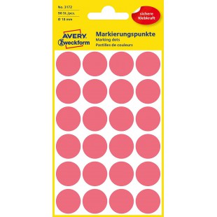 Avery Zweckform 3172 reperes (etiquettes, Ø 18 mm) 96 pieces Rouge Vif