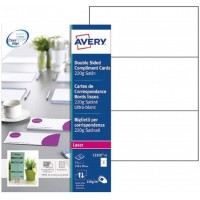 AVERY - Pochette de 75 cartes de correspondance a  bords lisses imprimables recto/verso, En carte blanche satinee 220g/m², Forma