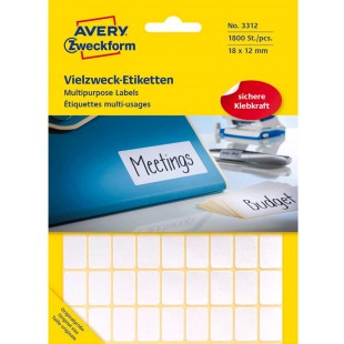 Avery Zweckform 3312 Paquet de 1800 etiquettes tout usage 18 x 12 mm (Blanc) (Import Allemagne)