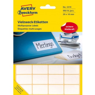 -3319 etiquette Auto-adhesive Blanc (Rounded Rectangle 29 x 18 mm Papier)