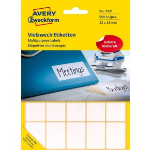 AVERY Zweckform 3321 Mini-etiquettes 560 etiquettes 560 Stuck, 32 x 23 mm Blanc.