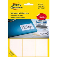 Avery 3329 Zweckform Lot de 32 feuilles 192 etiquettes multi-usages Blanc 76 x 39 mm