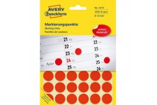 AVERY - Zweckform pastilles adhesives, diametre 18 mm, rouges contenu: 1056 etiquettes (3374)