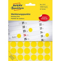Avery Zweckform Pastilles Adhesives Diametre 18 mm Jaunes Contenu: 1056 Pieces (3377)