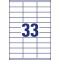 Avery 3300 Etiquettes Autocollantes Multi-usages (33 par Feuille) - 70x25,4mm - Impression Laser - Jet d'Encre - Blanc (3421)
