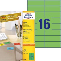 AVERY/Zweckform etiquettes, 105 x 37 mm, vert, sans bord