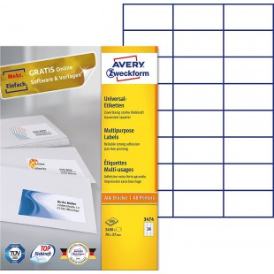 AVERY/Zweckform etiquettes 70 x 37 mm, sans cadre