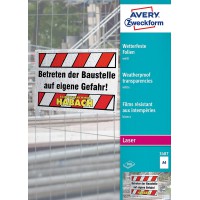 AVERY/Zweckform films A4, blanc, revetus, epaisseur 0,13 mm