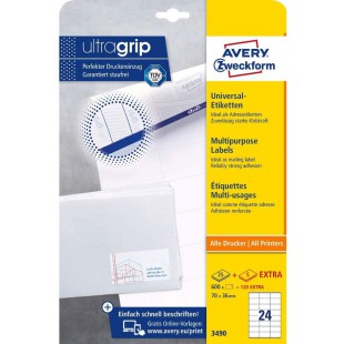 AVERY/Zweckform etiquettes, 70 x 36 mm, blanc, bord