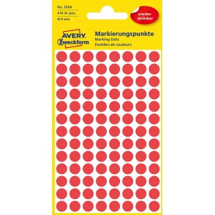 Avery Zweckform etiquette 8 mm marquage rouge point, repositionnable, 416st