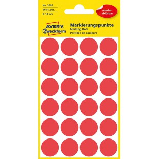 Avery Zweckform etiquette 18 mm marquage rouge point, repositionnable, 96st