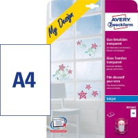 Avery Zweckform Paquet de 4 feuilles A4 de stickers pour verre transparent (Import Allemagne)