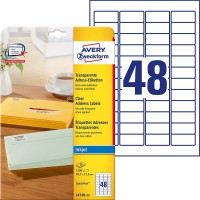 Avery Zweckform J4720-25 Etiquettes transparentes 45,7 x 21,2 mm 25 feuilles (Import Allemagne)