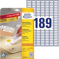 AVERY/Zweckform Stick+Lift etiquettes, 25,4x10mm, blanches