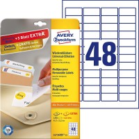 AVERY/Zweckform Stick+Lift etiquettes, 45,7x 21,2mm,blanches