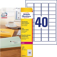 Avery Zweckform L4770-25 Lot de 1000 etiquettes transparentes faciles a  decoller QuickPeel pour imprimante laser 45,7 x 25,4 mm