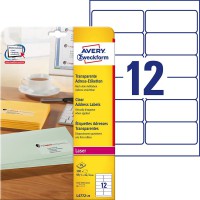 Avery Zweckform L4772-25 Lot de 30 etiquettes transparentes faciles a  decoller QuickPeel pour imprimante laser 99,1 x 42,3 mm (
