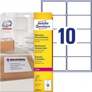 AVERY Zweckform Wetterfeste Versand-Etiketten, 99,1 x 57 mm