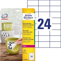 Avery Zweckform etiquette 70 x 37 mm resistant aux intemperies, WS 20blatt 480st abla£ ¶ Sbar