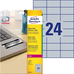 Avery Zweckform l6133-20 type Panneau etiquettes (A4, 480 etiquettes, resistant aux intemperies, antidechirure, 70 x 37 mm) 20 f