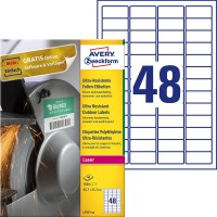 Avery Zweckform l7911-40 Film etiquettes (A4, 1920 etiquettes, ultra resistant, 45,7 x 21,2 mm) 40 feuilles Blanc