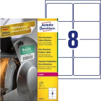 Avery Zweckform etiquettes de Ultra resistant Films 99,1 x 67,7 mm weiB